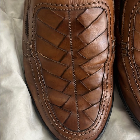 Bragano Brown Leather Loafers with Woven Pattern - Picture 3 of 9